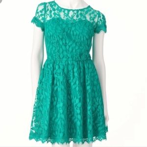 Lauren Conrad teal lace dress